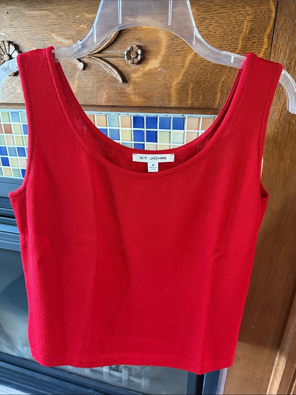 St. John Bright Red Knit Tank Top